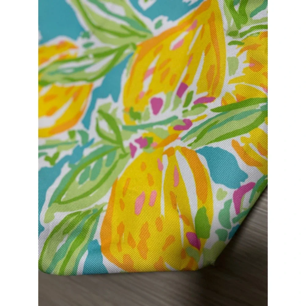 Lilly Pulitzer Estee‎ Lauder Canvas Tote Bag Lemon Print Blue Yellow Pink Floral